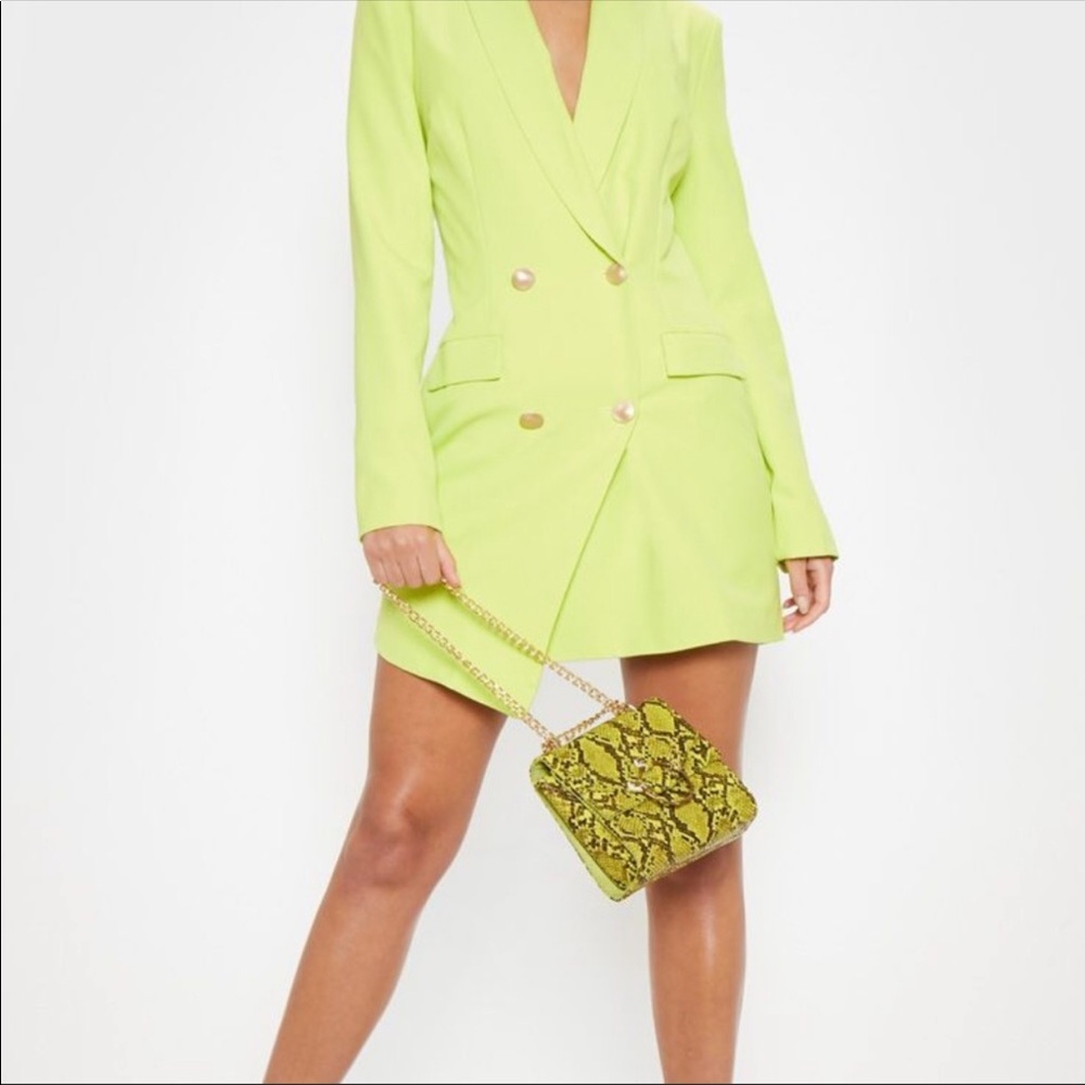 Pretty Little Thing Neon Green Blazer mini dress!